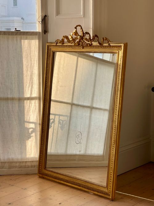 ANTIQUE FRENCH GILT LOUIS XVI RIBBON MIRROR - ADDITIONAL PHOTO 6