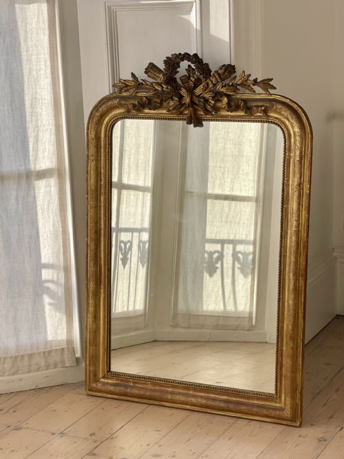 antique french gilt louis xvi mirror - CATEGORY: ANTIQUE MIRRORS - DATED 19TH CENTURY