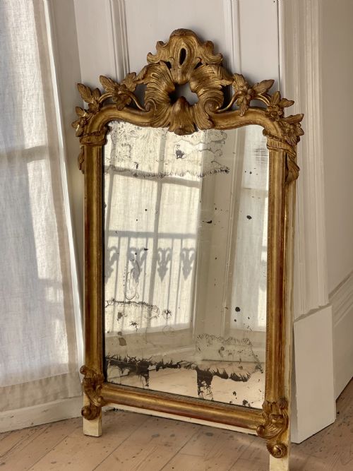 18th century french gilt wood marriage mirror - CATEGORY: ANTIQUE MIRRORS - DATED 18TH CENTURY