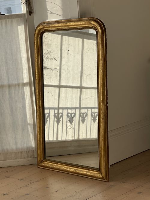 antique french gilt louis philippe mirror mercury glass - CATEGORY: ANTIQUE MIRRORS - DATED 1800