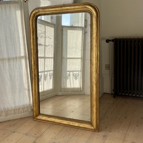 ANTIQUE FRENCH GILT LOUIS PHILIPPE MIRROR MERCURY GLASS - ADDITIONAL PHOTO 5