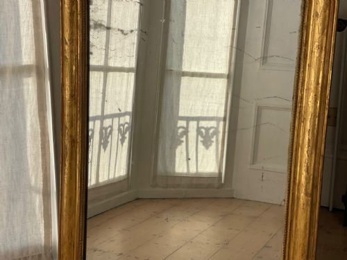 ANTIQUE FRENCH GILT LOUIS PHILIPPE MIRROR MERCURY GLASS - ADDITIONAL PHOTO 8