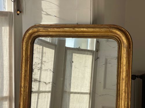 ANTIQUE FRENCH GILT LOUIS PHILIPPE MIRROR MERCURY GLASS - ADDITIONAL PHOTO 9