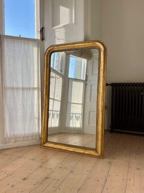 ANTIQUE FRENCH GILT LOUIS PHILIPPE MIRROR MERCURY GLASS - ADDITIONAL PHOTO 10
