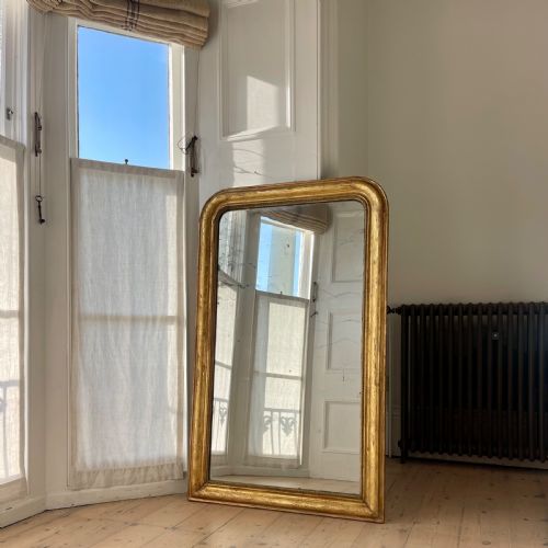 ANTIQUE FRENCH GILT LOUIS PHILIPPE MIRROR MERCURY GLASS - ADDITIONAL PHOTO 11