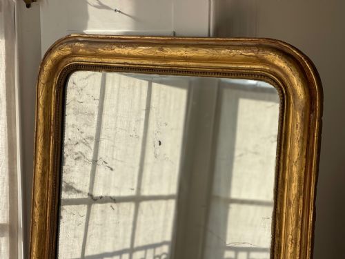 ANTIQUE FRENCH GILT LOUIS PHILIPPE MIRROR MERCURY GLASS - ADDITIONAL PHOTO 14