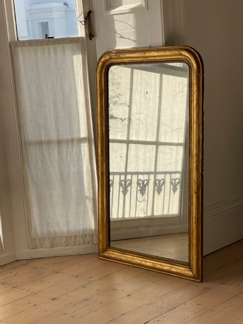 ANTIQUE FRENCH GILT LOUIS PHILIPPE MIRROR MERCURY GLASS - ADDITIONAL PHOTO 15