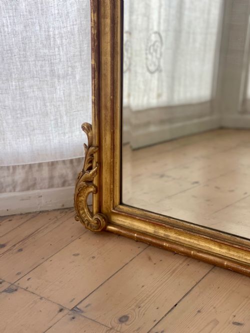LARGE ANTIQUE FRENCH GILT LOUIS XV MIRROR BEVELLED GLASS - ADDITIONAL PHOTO 3