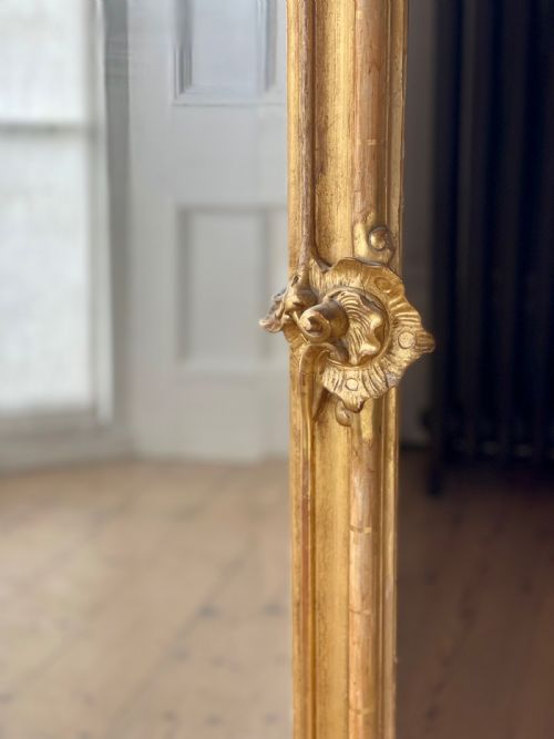 LARGE ANTIQUE FRENCH GILT LOUIS XV MIRROR BEVELLED GLASS - ADDITIONAL PHOTO 6