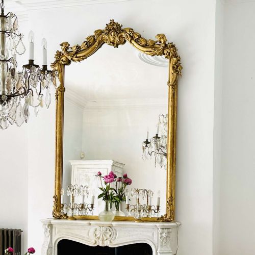 LARGE ANTIQUE FRENCH GILT LEANER MIRROR - ADDITIONAL PHOTO 3