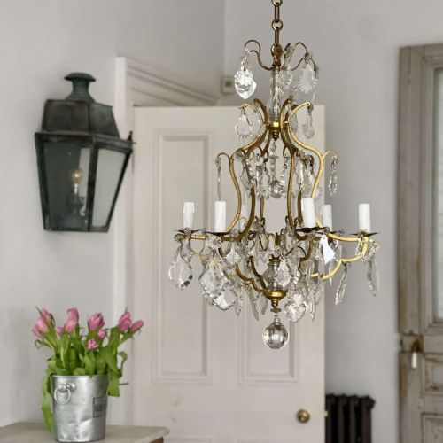 ANTIQUE FRENCH CRYSTAL CAGE CHANDELIER - ADDITIONAL PHOTO 3