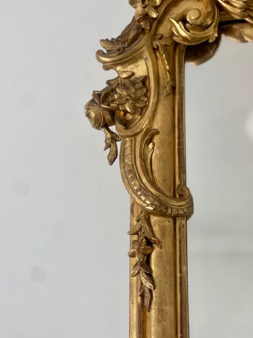 LARGE ANTIQUE FRENCH GILT LEANER MIRROR - ADDITIONAL PHOTO 4