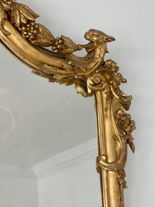 LARGE ANTIQUE FRENCH GILT LEANER MIRROR - ADDITIONAL PHOTO 6