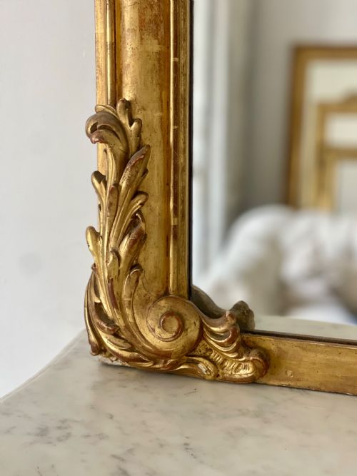 LARGE ANTIQUE FRENCH GILT LEANER MIRROR - ADDITIONAL PHOTO 8