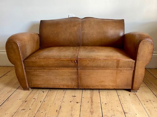 ANTIQUE FRENCH LEATHER CLUB SOFA - ADDITIONAL PHOTO 7