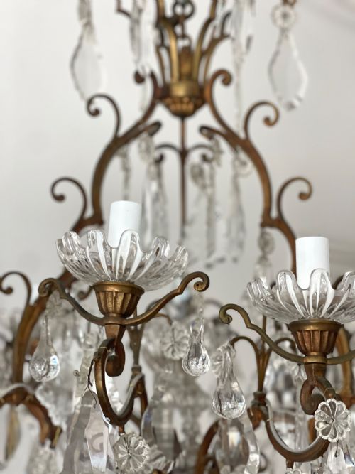 LARGE ANTIQUE FRENCH CRYSTAL 8 ARM CHANDELIER - ADDITIONAL PHOTO 2