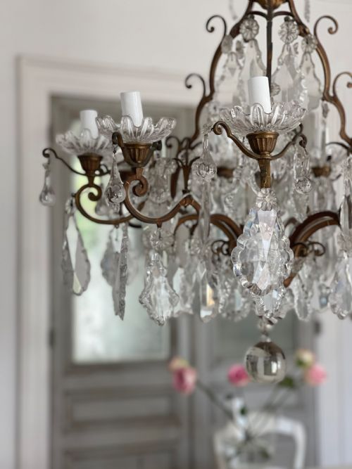 LARGE ANTIQUE FRENCH CRYSTAL 8 ARM CHANDELIER - ADDITIONAL PHOTO 10