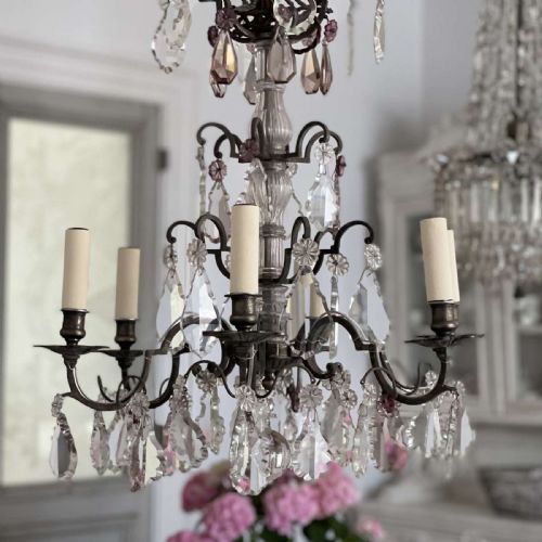 ANTIQUE FRENCH CRYSTAL CHANDELIER REWIRED - ADDITIONAL PHOTO 8