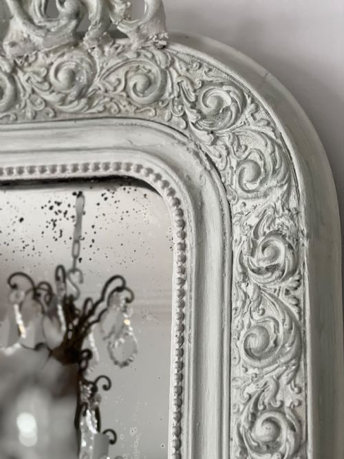 ANTIQUE FRENCH PAINTED LOUIS XV MIRROR - ADDITIONAL PHOTO 4