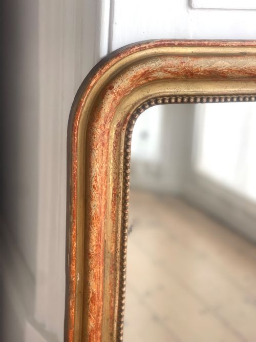 ANTIQUE FRENCH WORN GILT LOUIS PHILIPPE MIRROR C1800 - ADDITIONAL PHOTO 1