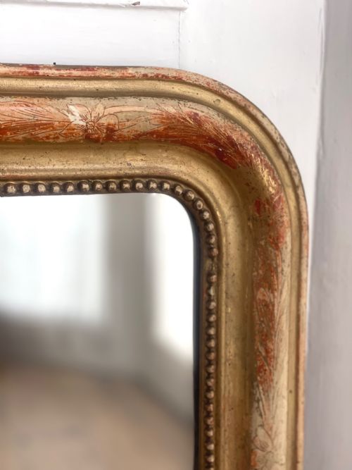 ANTIQUE FRENCH WORN GILT LOUIS PHILIPPE MIRROR C1800 - ADDITIONAL PHOTO 2