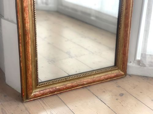 ANTIQUE FRENCH WORN GILT LOUIS PHILIPPE MIRROR C1800 - ADDITIONAL PHOTO 3