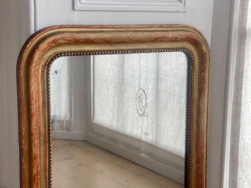 ANTIQUE FRENCH WORN GILT LOUIS PHILIPPE MIRROR C1800 - ADDITIONAL PHOTO 4