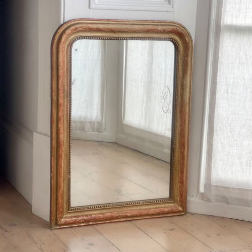 ANTIQUE FRENCH WORN GILT LOUIS PHILIPPE MIRROR C1800 - ADDITIONAL PHOTO 5