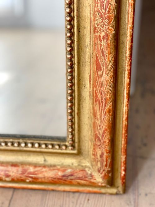 ANTIQUE FRENCH WORN GILT LOUIS PHILIPPE MIRROR C1800 - ADDITIONAL PHOTO 8