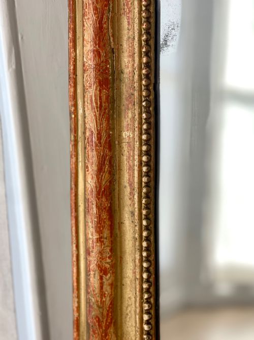 ANTIQUE FRENCH WORN GILT LOUIS PHILIPPE MIRROR C1800 - ADDITIONAL PHOTO 9