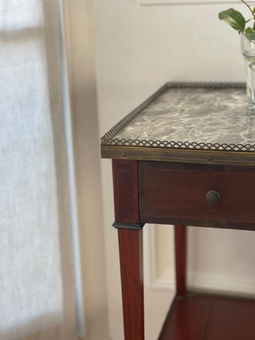 ANTIQUE FRENCH MARBLE OCCASIONAL TABLE - ADDITIONAL PHOTO 2