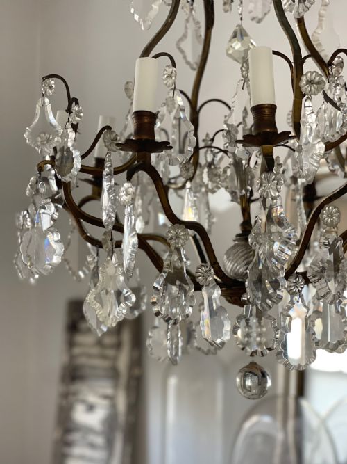 LARGE ANTIQUE FRENCH CAGE CHANDELIER - ADDITIONAL PHOTO 2