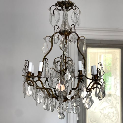 LARGE ANTIQUE FRENCH CAGE CHANDELIER - ADDITIONAL PHOTO 5