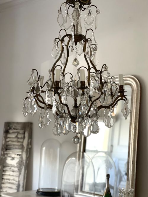 LARGE ANTIQUE FRENCH CAGE CHANDELIER - ADDITIONAL PHOTO 6