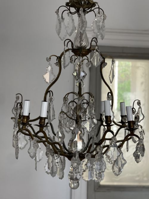 LARGE ANTIQUE FRENCH CAGE CHANDELIER - ADDITIONAL PHOTO 7