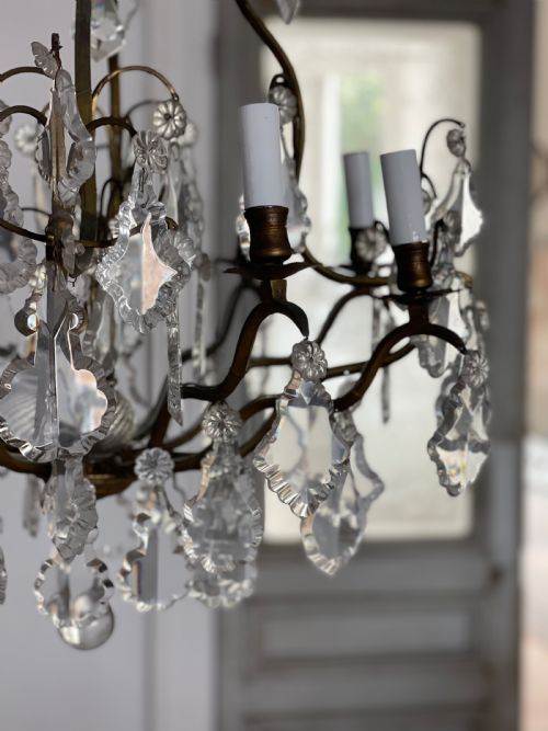 LARGE ANTIQUE FRENCH CAGE CHANDELIER - ADDITIONAL PHOTO 8