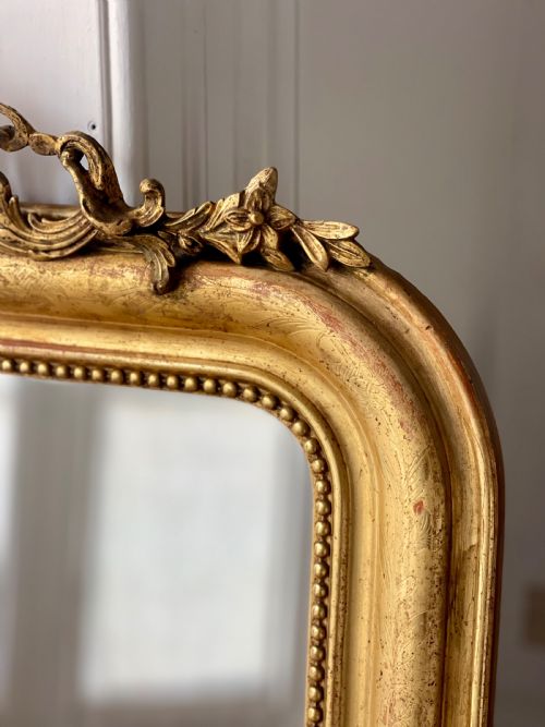 ANTIQUE FRENCH GILT LOUIS PHILIPPE MIRROR WITH CREST - ADDITIONAL PHOTO 5