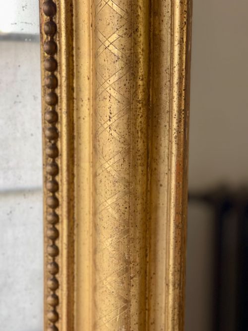 LARGE ANTIQUE FRENCH GILT MIRROR MERCURY GLASS - ADDITIONAL PHOTO 5