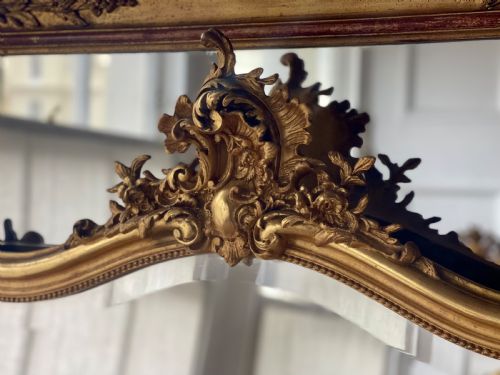 ANTIQUE FRENCH GILT LOUIS XV MIRROR BEVELLED GLASS - ADDITIONAL PHOTO 4