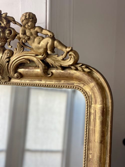 19TH CENTURY FRENCH GILT CHERUBS MIRROR - ADDITIONAL PHOTO 7