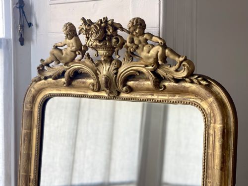 19TH CENTURY FRENCH GILT CHERUBS MIRROR - ADDITIONAL PHOTO 8