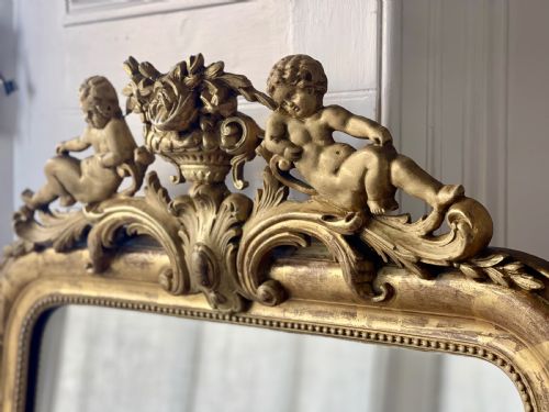 19TH CENTURY FRENCH GILT CHERUBS MIRROR - ADDITIONAL PHOTO 9