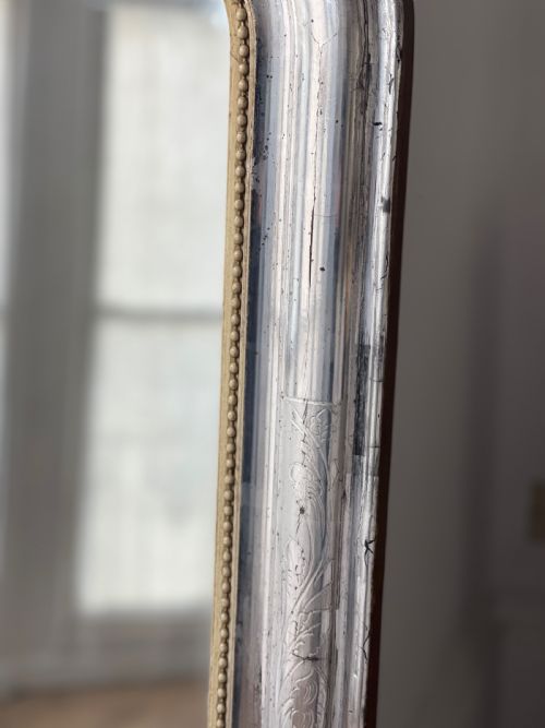LARGE ANTIQUE FRENCH SILVER GILT MIRROR - ADDITIONAL PHOTO 6