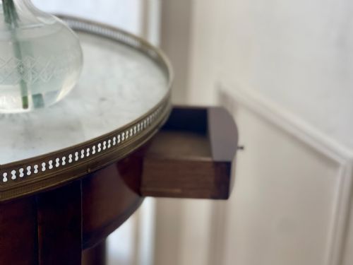 ANTIQUE FRENCH ROUND BOUILLOTTE MARBLE TABLE - ADDITIONAL PHOTO 2
