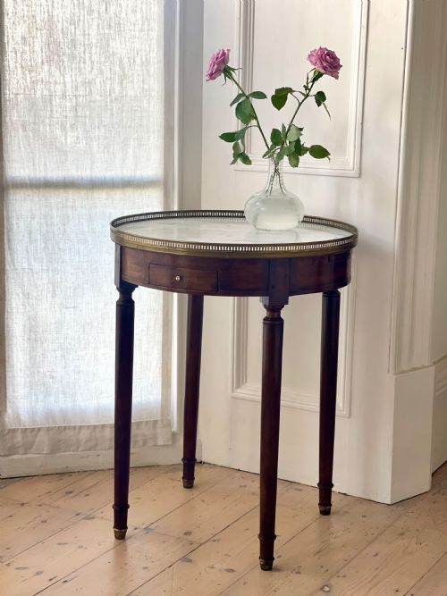 ANTIQUE FRENCH ROUND BOUILLOTTE MARBLE TABLE - ADDITIONAL PHOTO 7