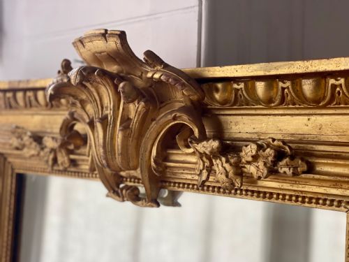 LARGE ANTIQUE FRENCH GILT MIRROR - ADDITIONAL PHOTO 3