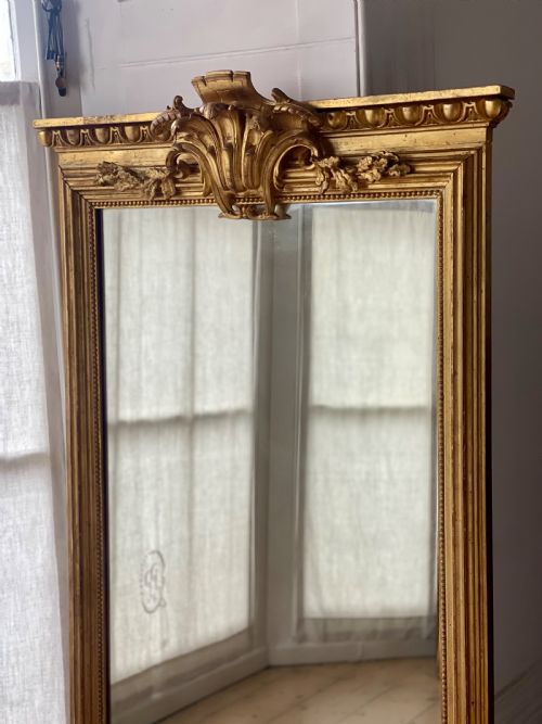 LARGE ANTIQUE FRENCH GILT MIRROR - ADDITIONAL PHOTO 8