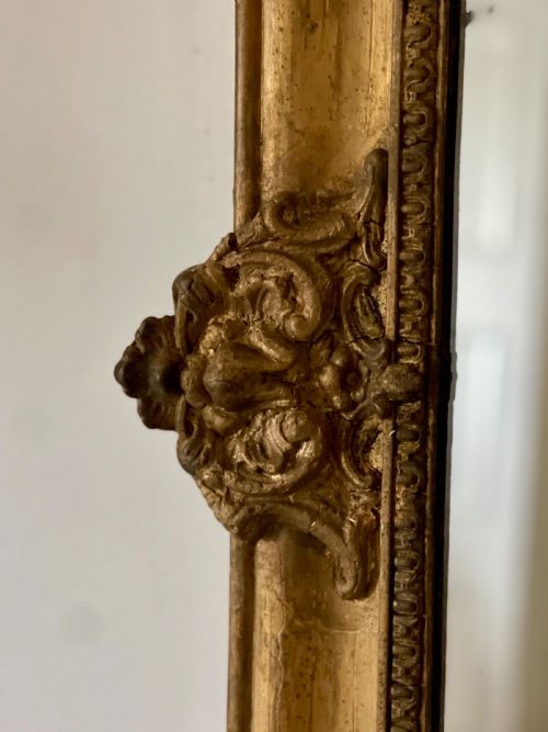 LARGE ANTIQUE FRENCH GILT MIRROR C1800 MERCURY GLASS - ADDITIONAL PHOTO 6