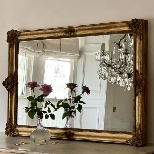 LARGE ANTIQUE FRENCH GILT MIRROR C1800 MERCURY GLASS - ADDITIONAL PHOTO 7