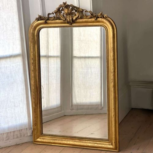 ANTIQUE FRENCH GILT LOUIS PHILIPPE MIRROR WITH CREST - ADDITIONAL PHOTO 13